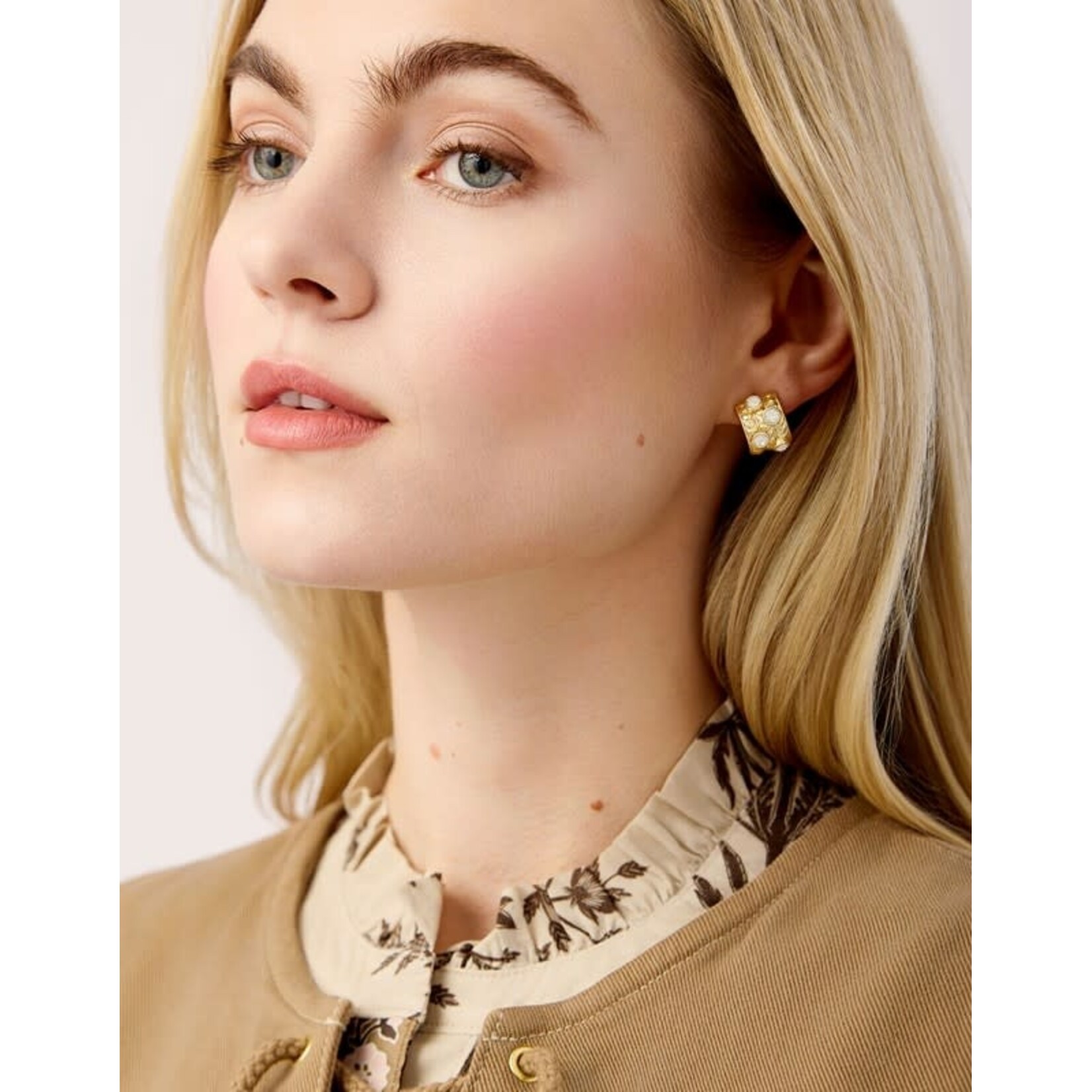 Spartina Karissa Hoop Earrings White Opal