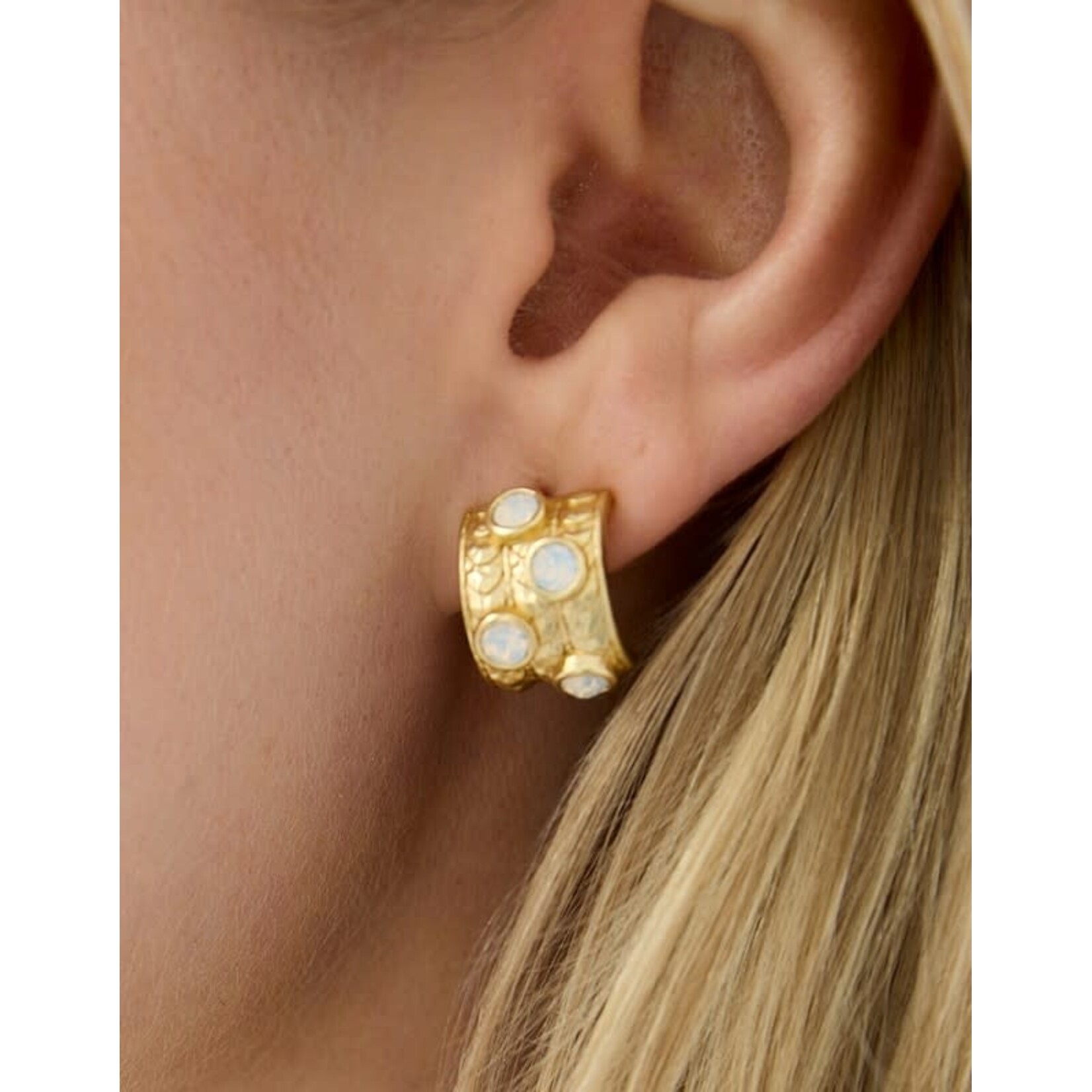 Spartina Karissa Hoop Earrings White Opal