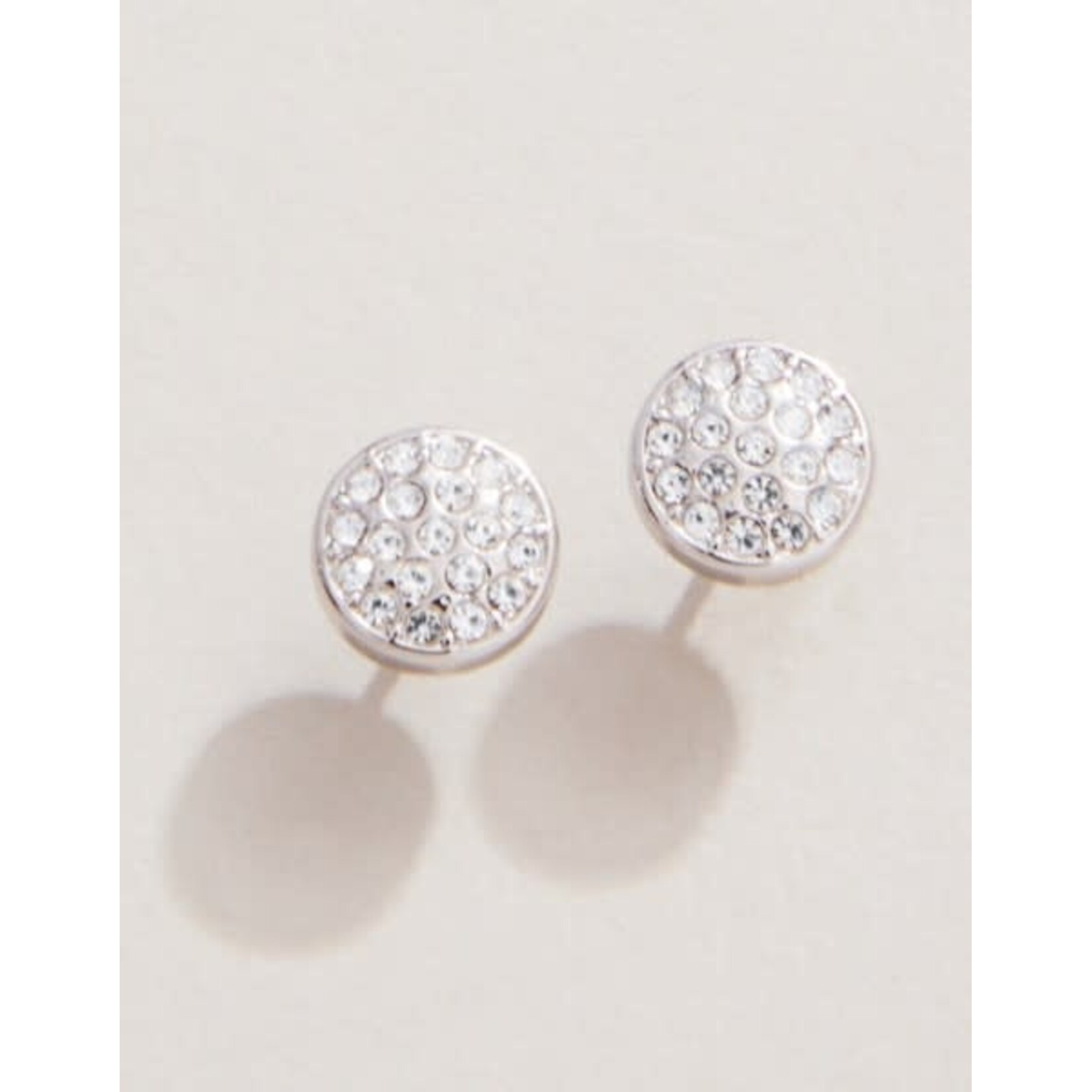 Spartina SLV Stud Earrings Stronger/Pave Disk Silver