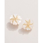 Spartina Carved Flower Stud Earrings Mother-Of-Pearl