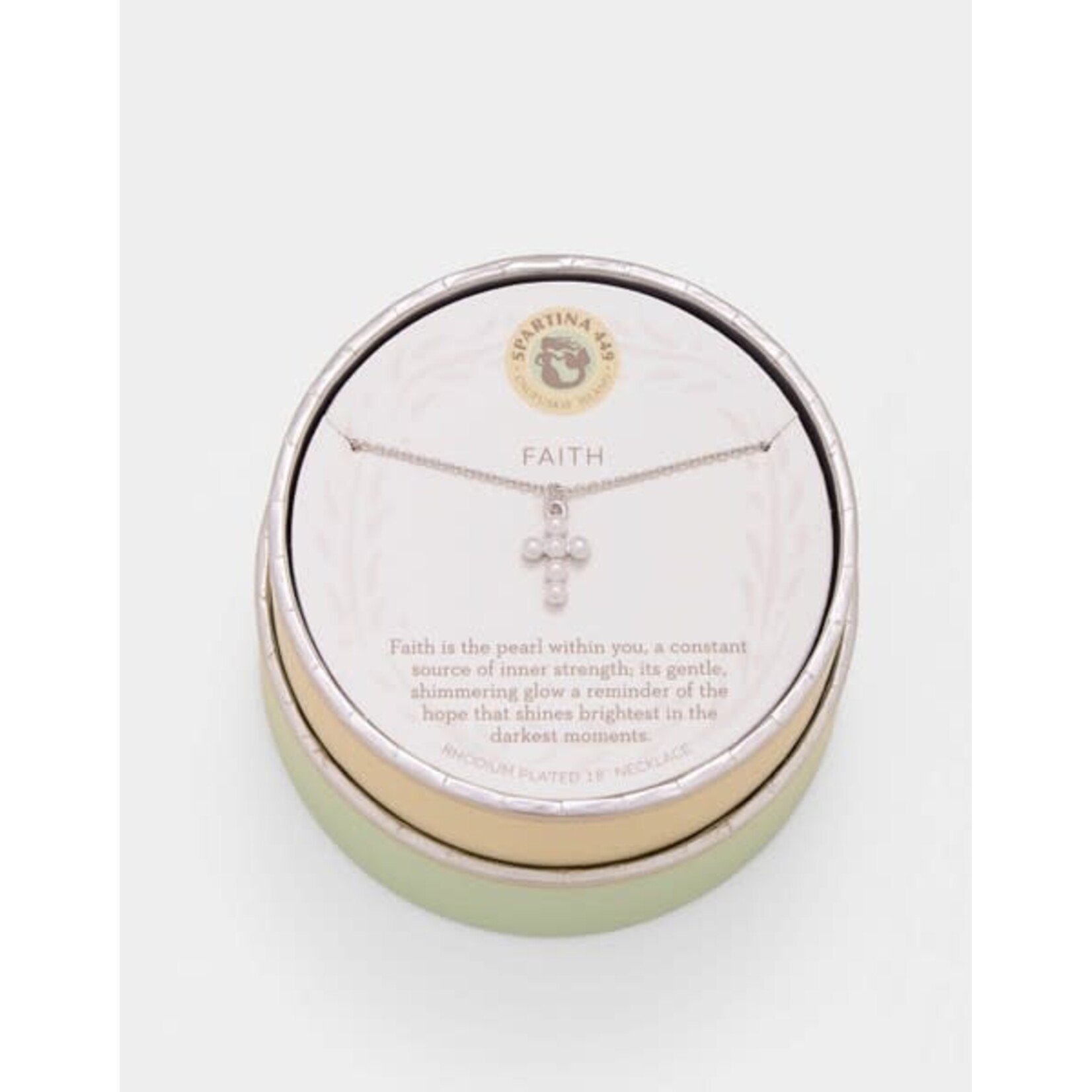 Spartina SLV Necklace 18" Faith/Pearl Cross Silver