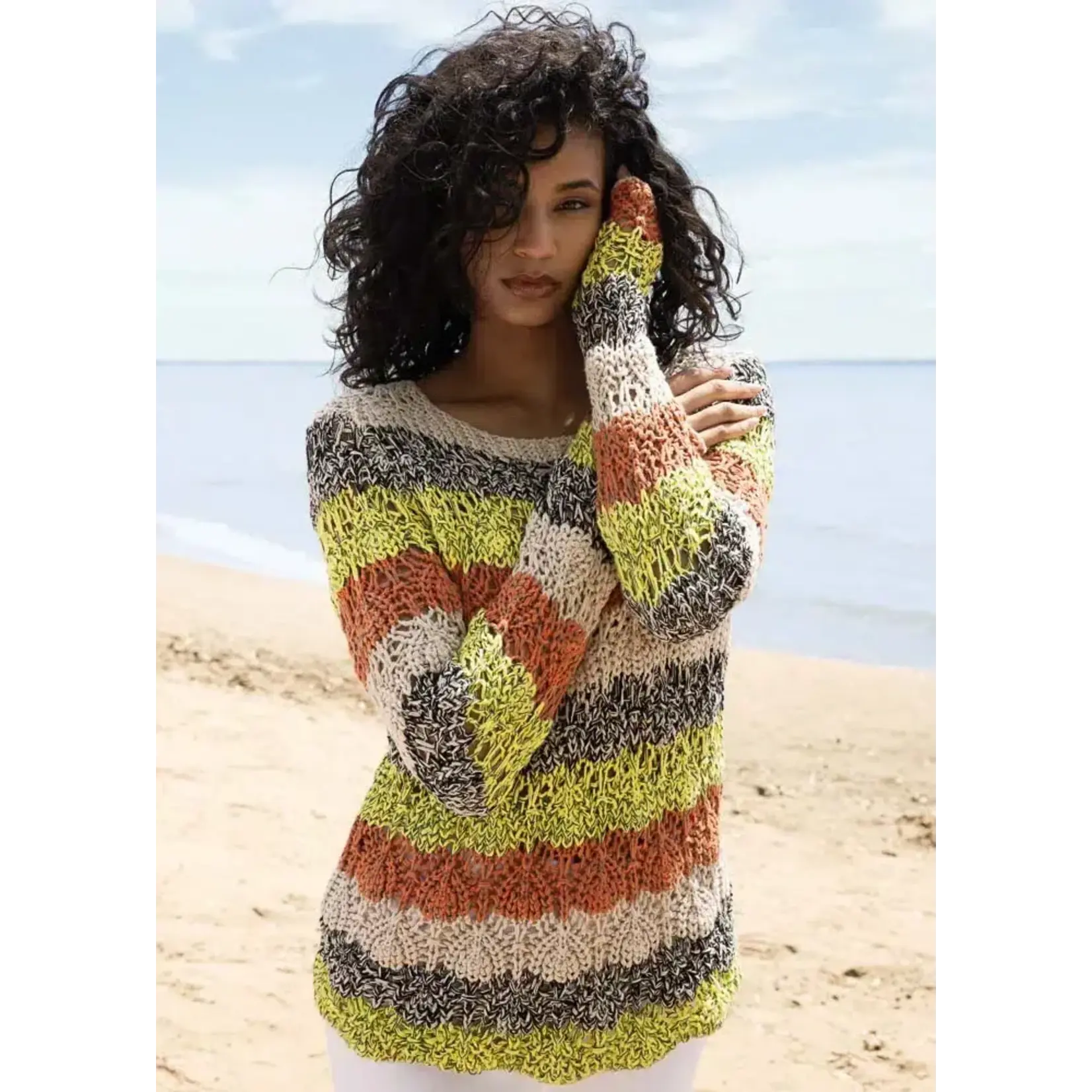 Alison Sheri Long Slv Striped Sweater