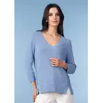 Alison Sheri Knit V-Neck Sweater in Blue