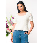 Elena Wang Lace Short Slv Sweater in Sand
