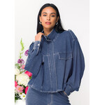 Elena Wang Denim Like Zip-Up Jacket in Denim Blue