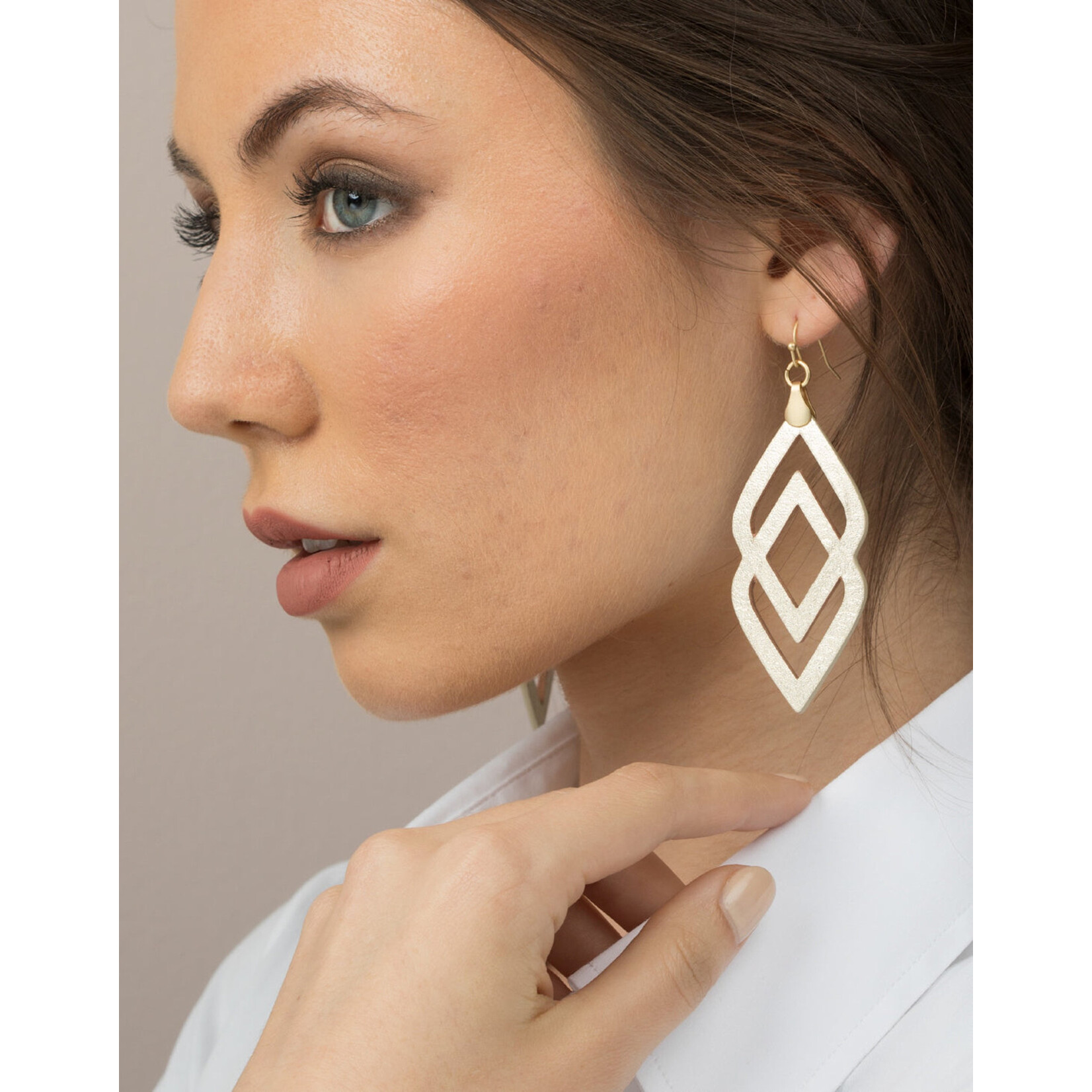 Spartina Deco Drama Leather Earrings in Gold