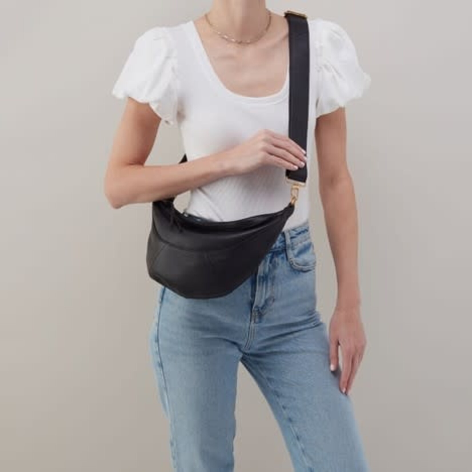 HOBO Carmen Pebbled Leather Sling Bag in Black