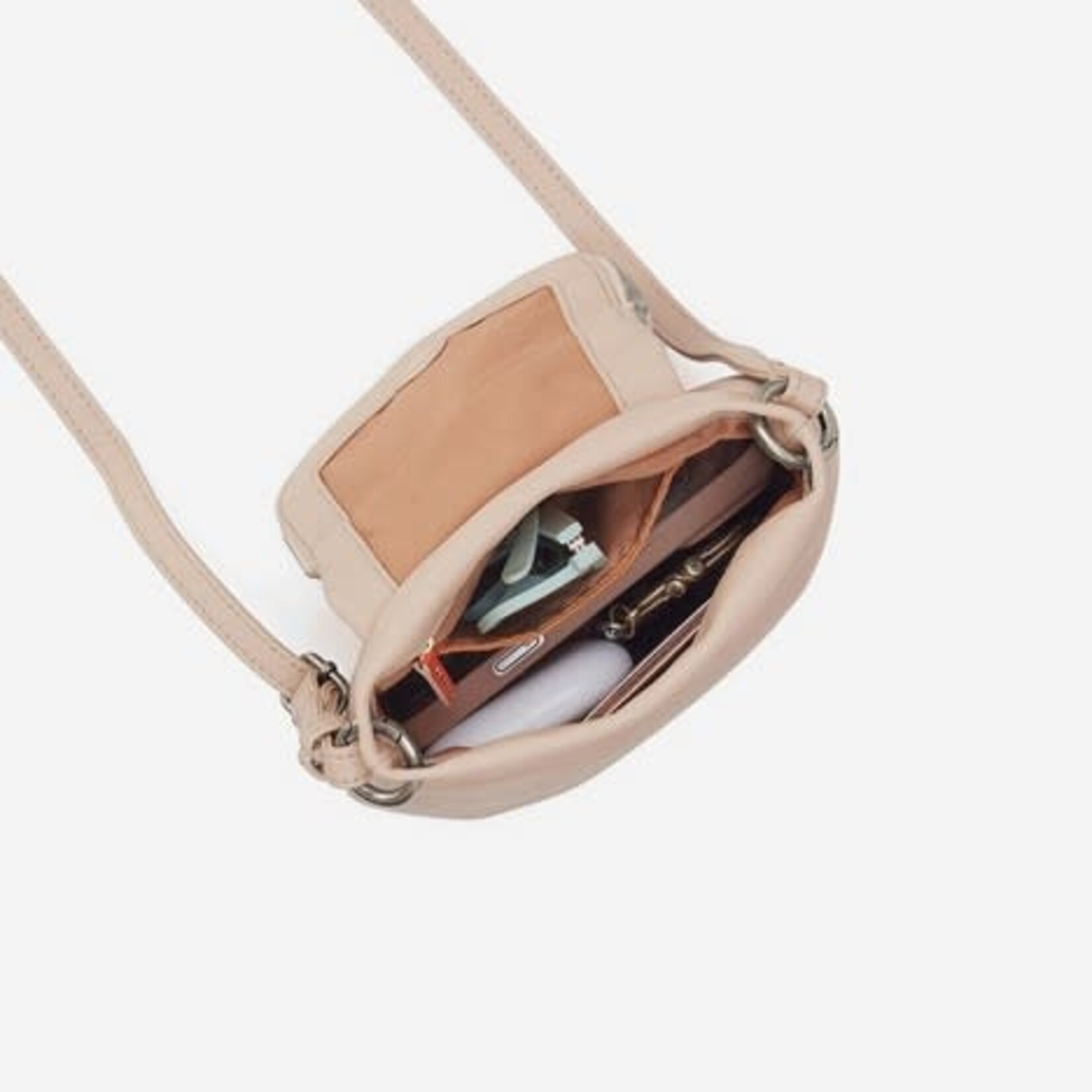 HOBO Fern Zip Flap Pebbled Leather Crossbody in Stonewash