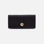HOBO Hutton Large Micrograin Leather Wallet in Black