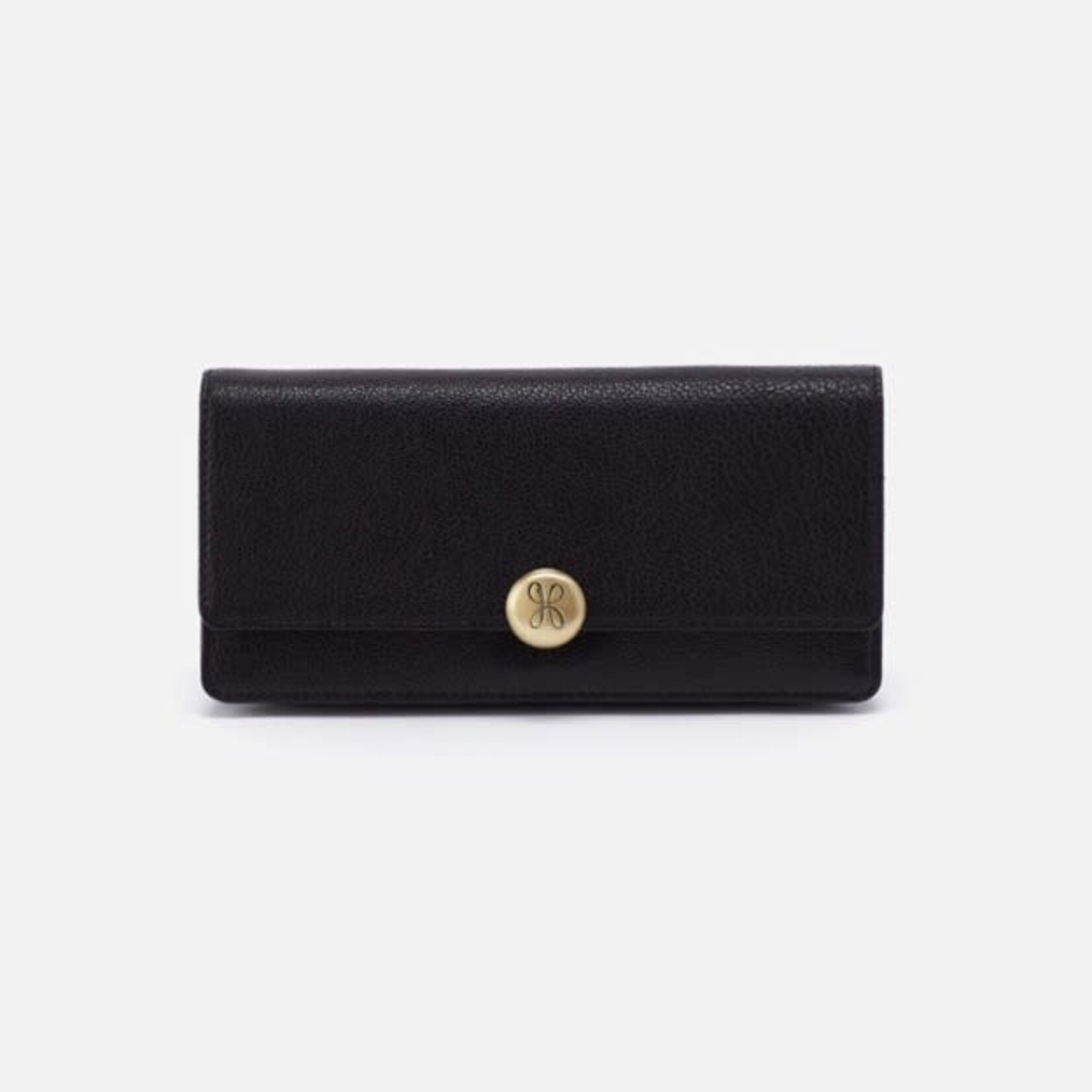 HOBO Hutton Large Micrograin Leather Wallet in Black