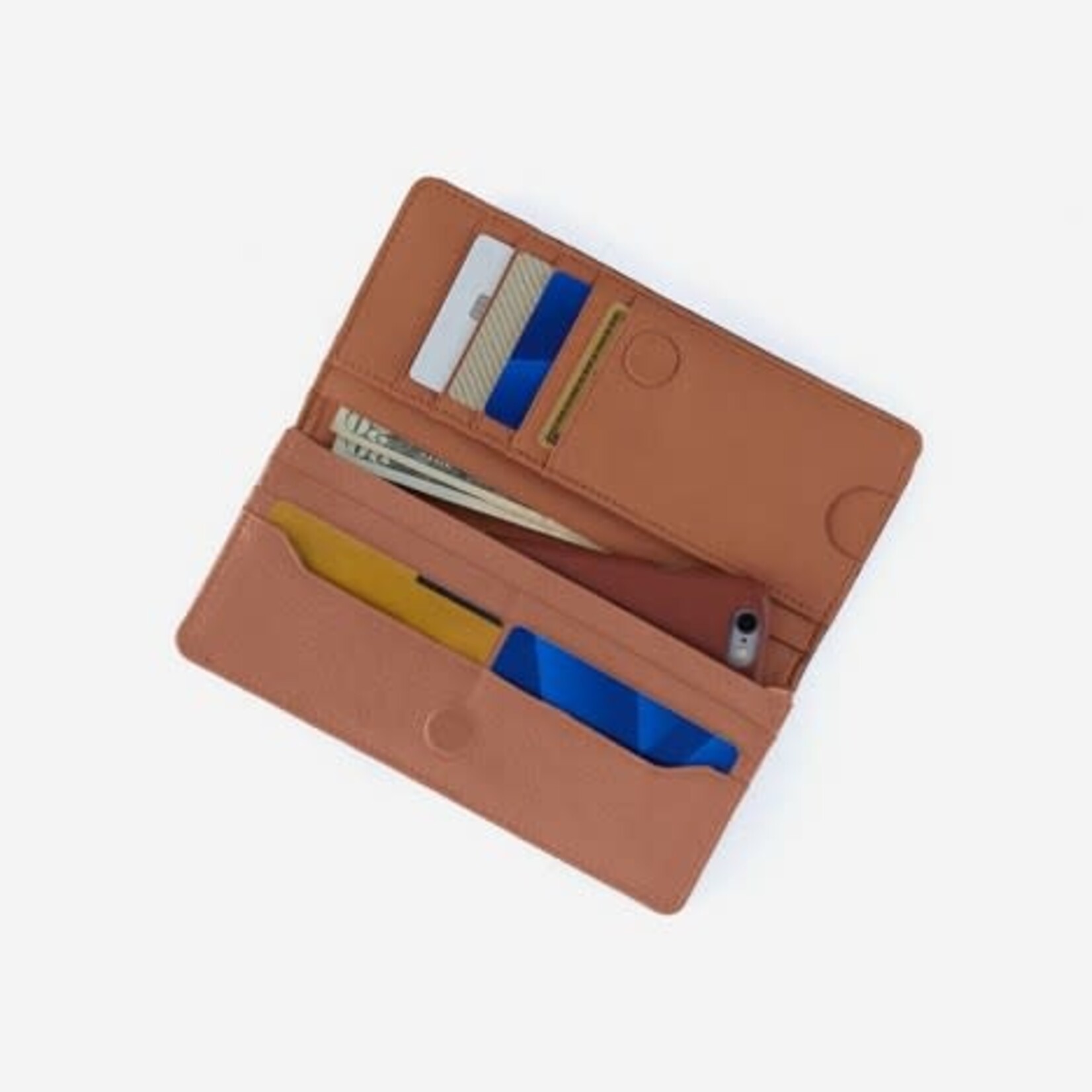 HOBO Hutton Large Micrograin Leather Wallet in Black