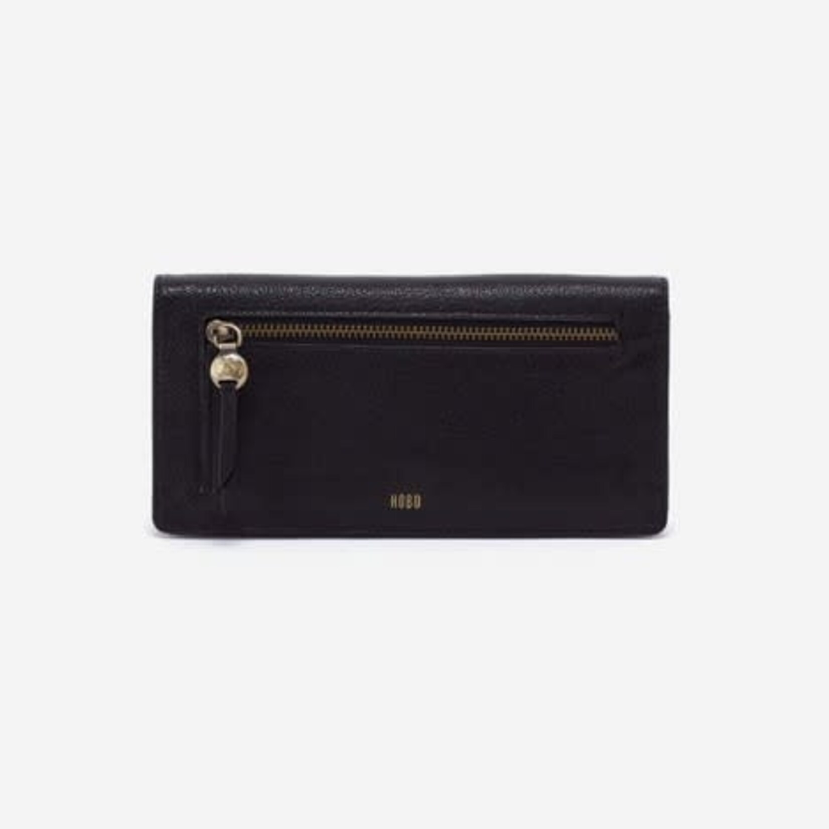 HOBO Hutton Large Micrograin Leather Wallet in Black