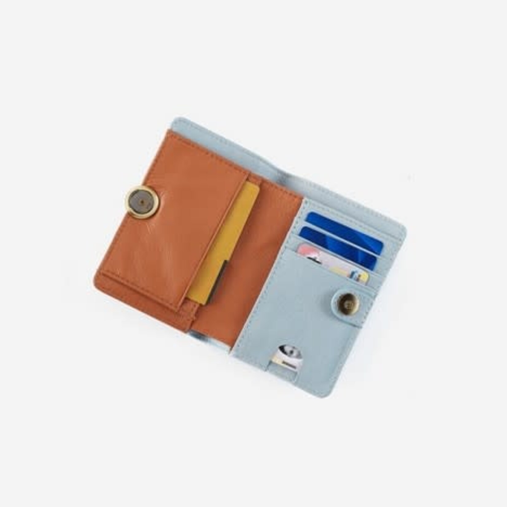 HOBO Hutton Small Micrograin Leather Wallet in Dusted Sky