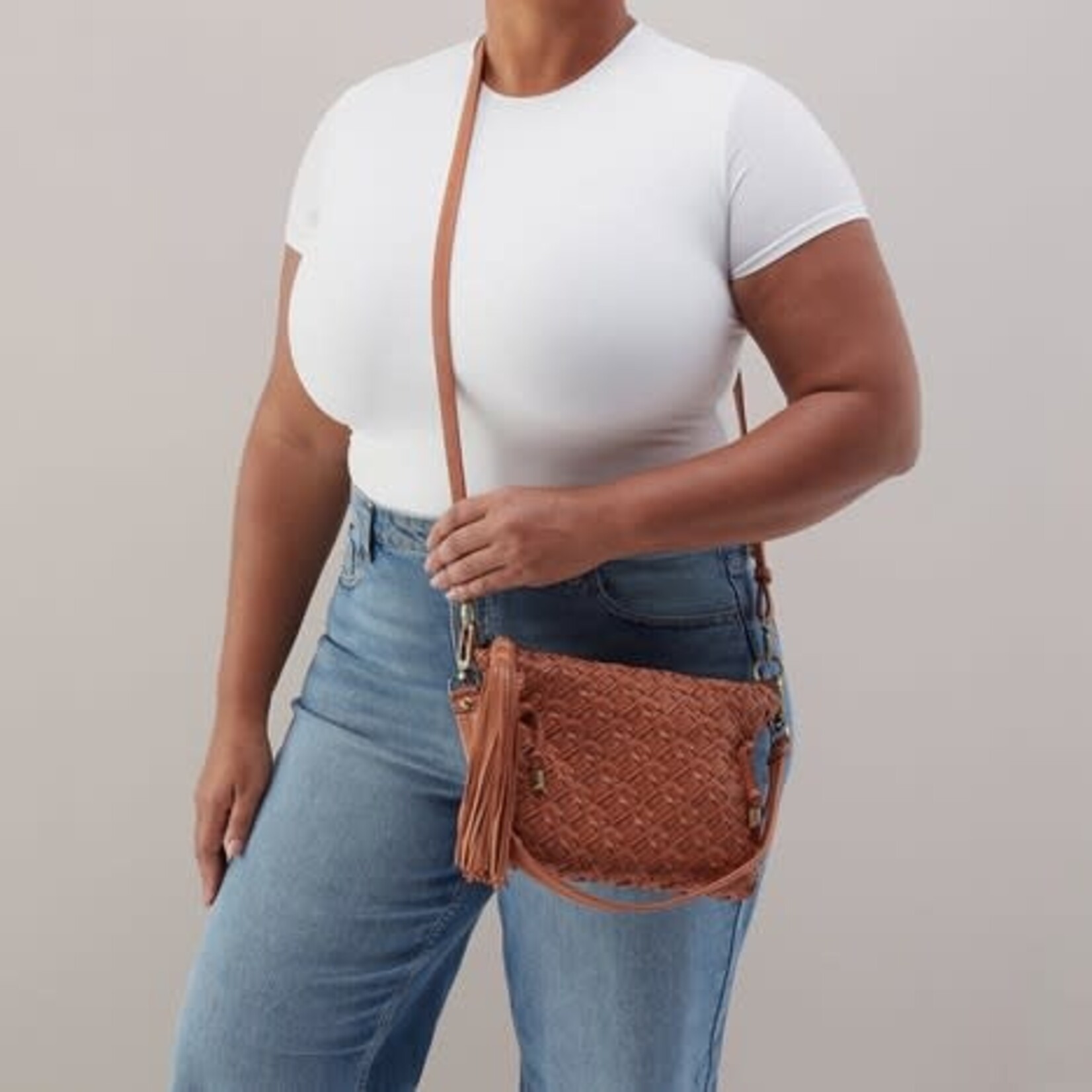 HOBO Kori Washed Leather Crossbody in Harvest Wheat
