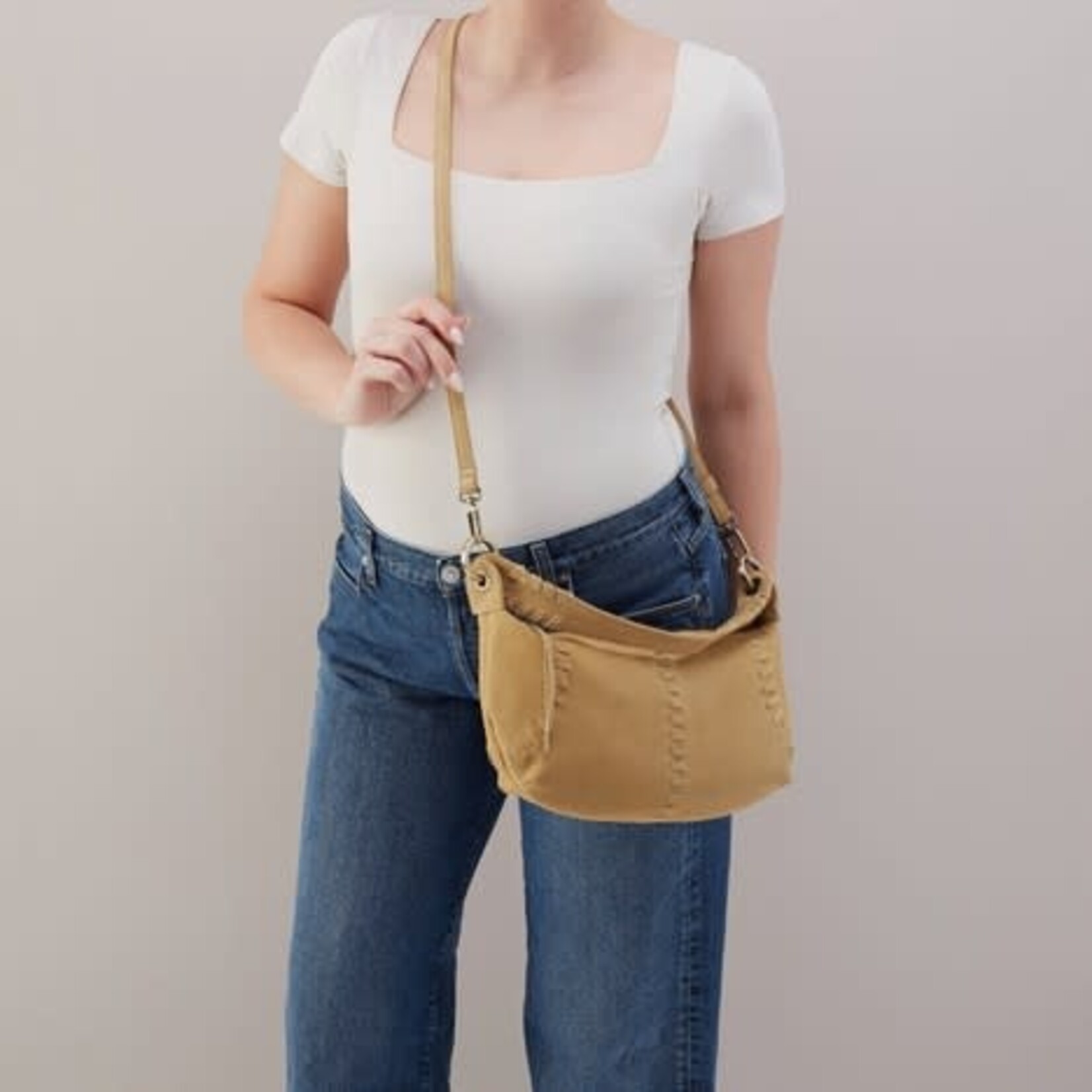 HOBO Opal Mini Suede Leather Shoulder Bag in Twilight Fern