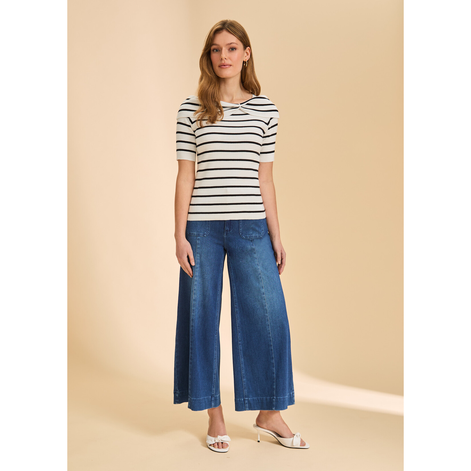 FDJ Boatneck Striped Sweater in Black/White