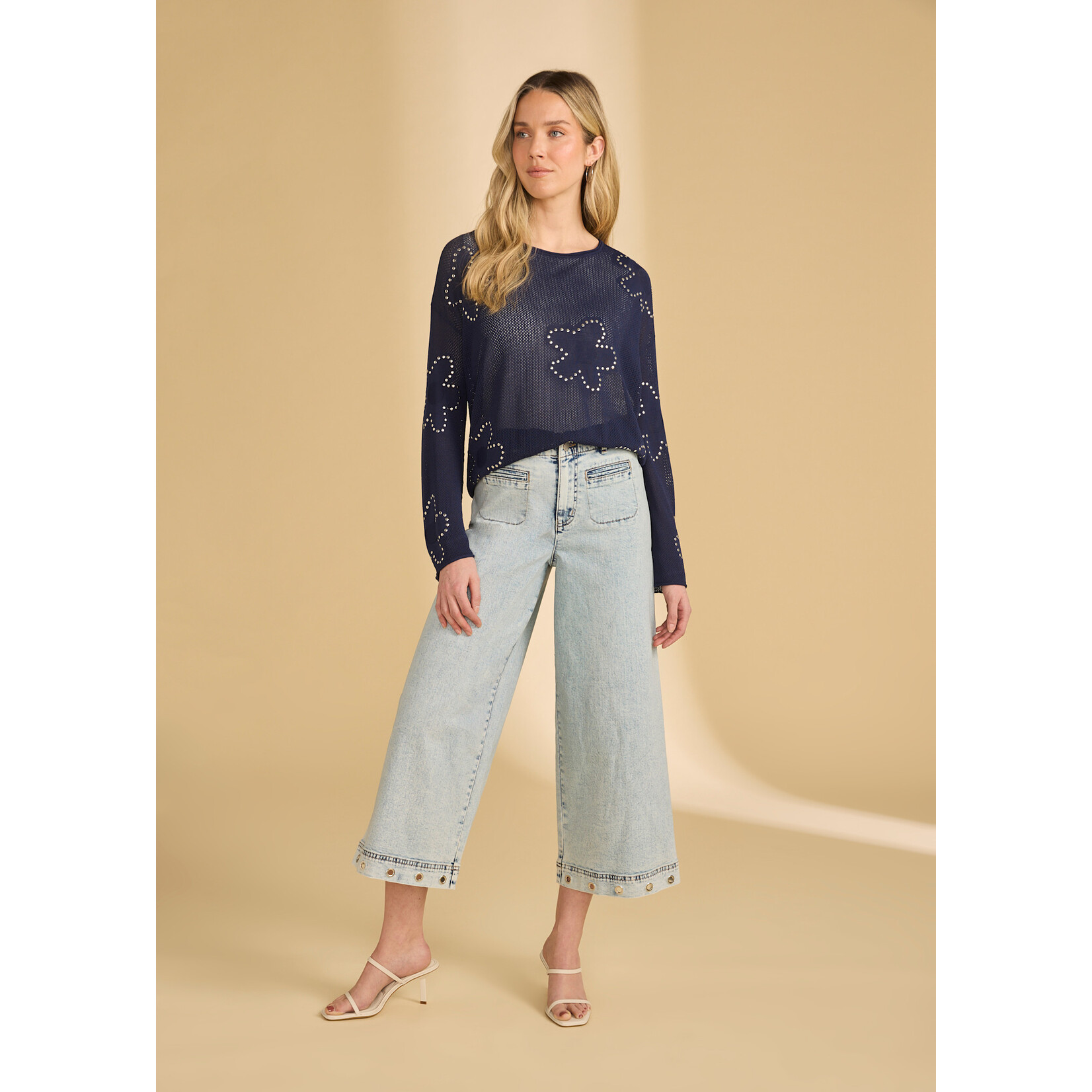 FDJ Fine Gauge Embellished Sweater in Navy