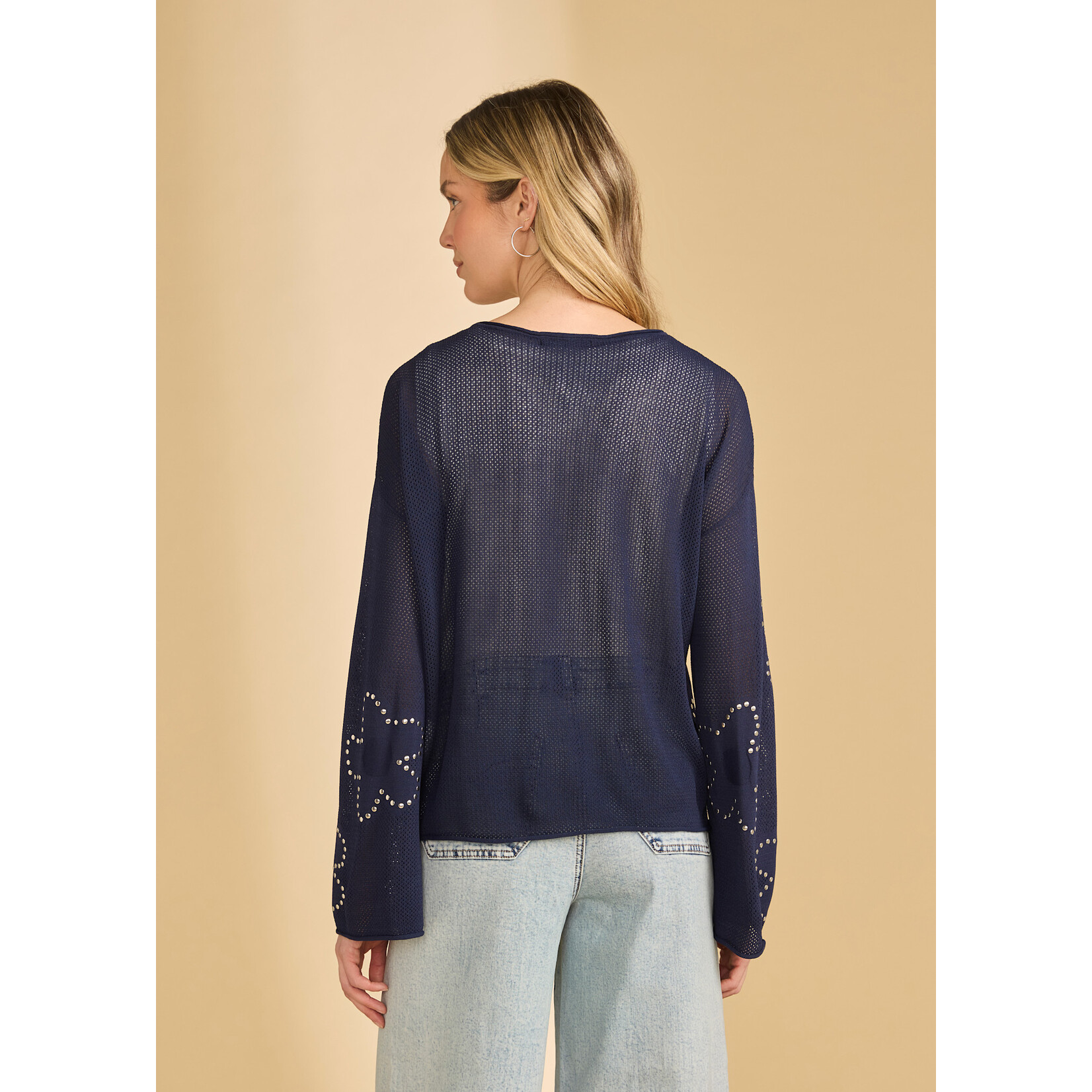 FDJ Fine Gauge Embellished Sweater in Navy