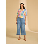 FDJ Pull-On Wide Crop Trouser in Medium Blue