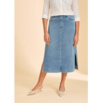 FDJ Pull-On Skirt w/ Slits in Light Denim
