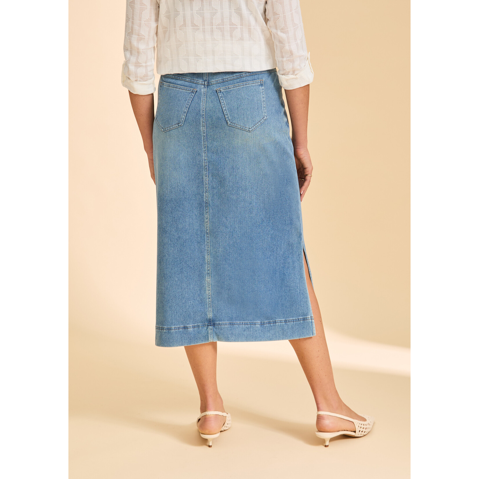 FDJ Pull-On Skirt w/ Slits in Light Denim
