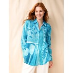 Claire Desjardins 100% Ramie Button Up Blouse Dreamy Blue Print