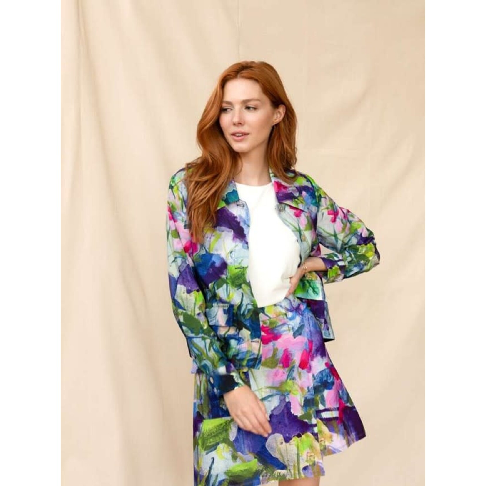 Claire Desjardins Woven Button Up Jacket In The Wild Print