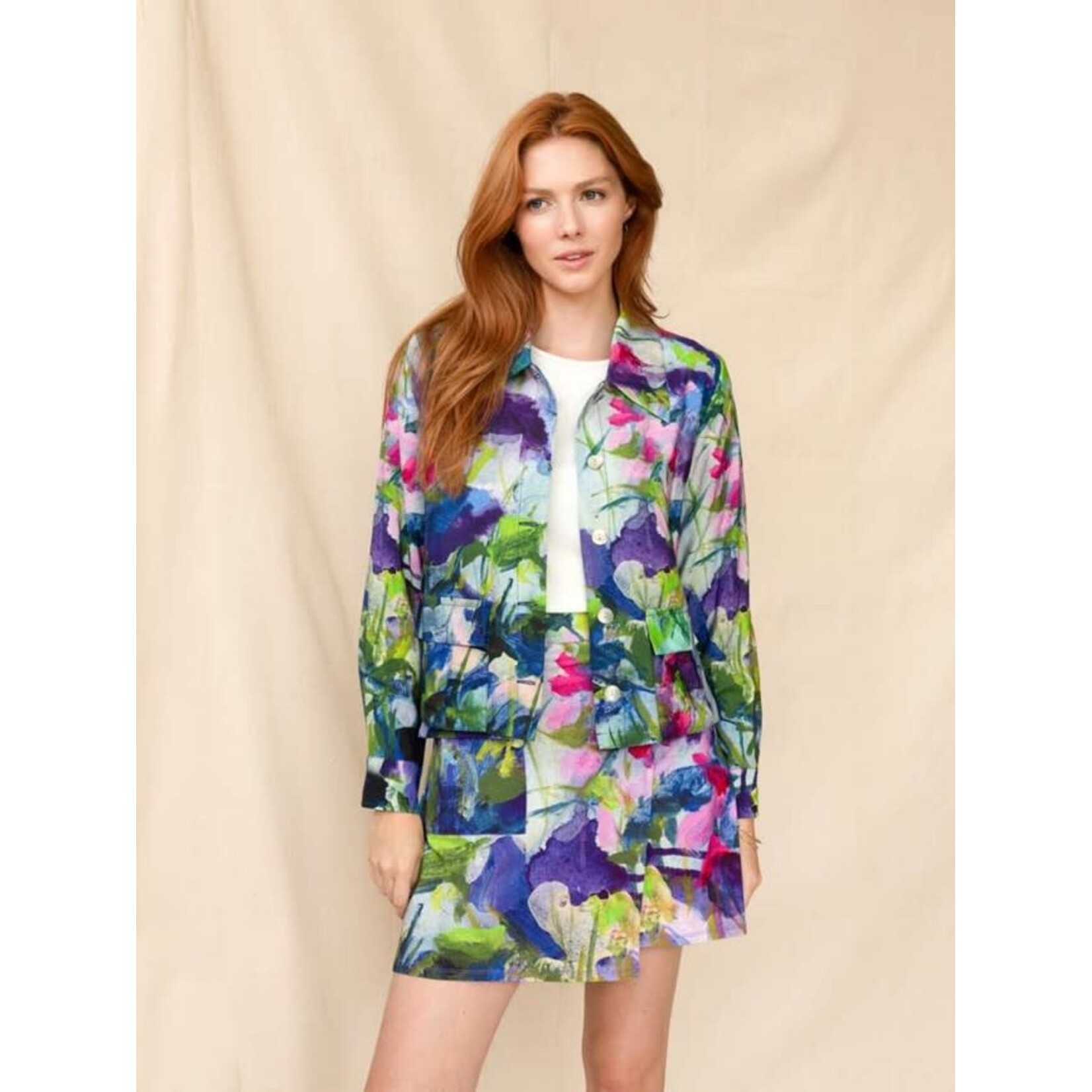 Woven Button Up Jacket In The Wild Print