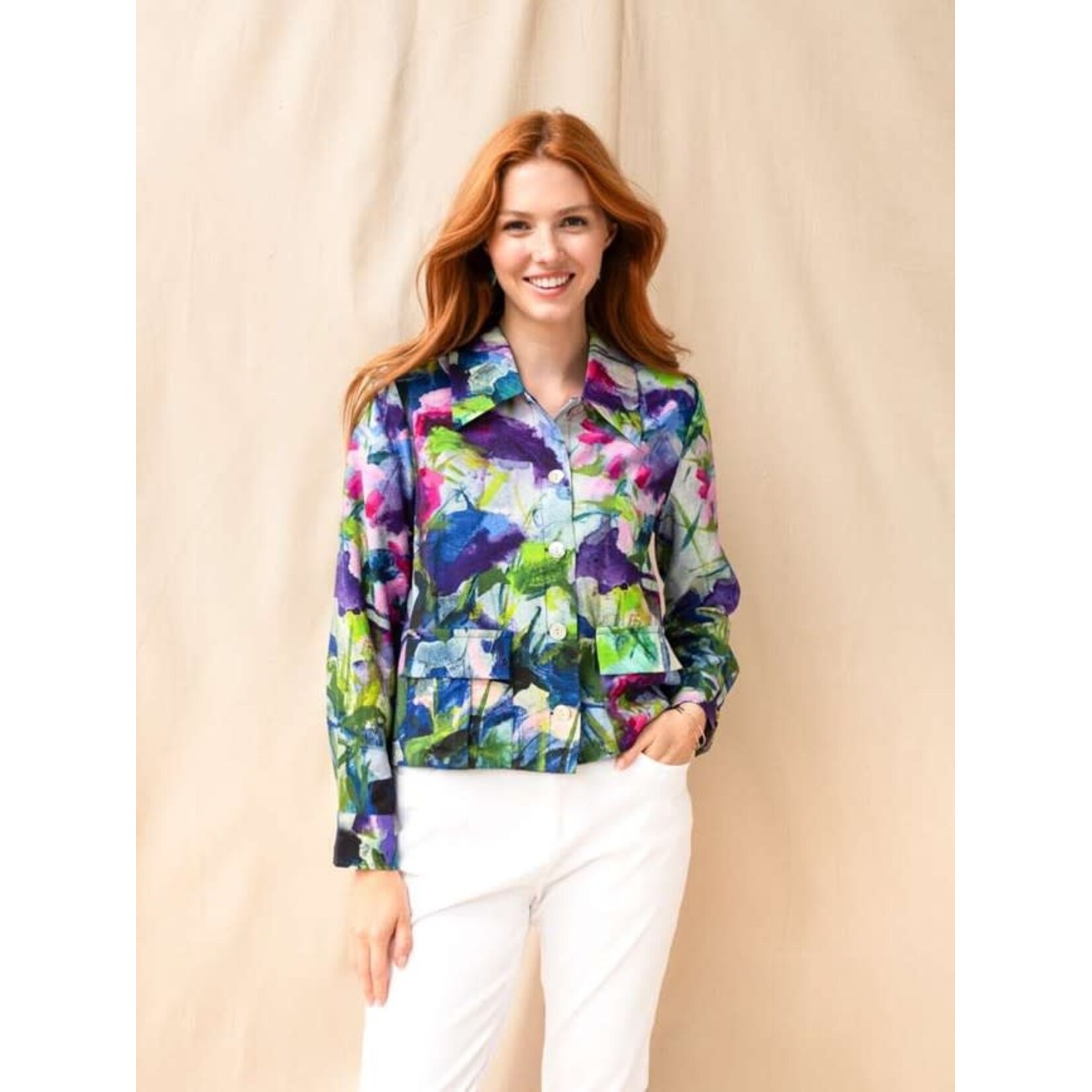 Woven Button Up Jacket In The Wild Print