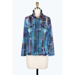 Damee Multi-Plaid Denim Mesh TS in Denim Blue/Multi
