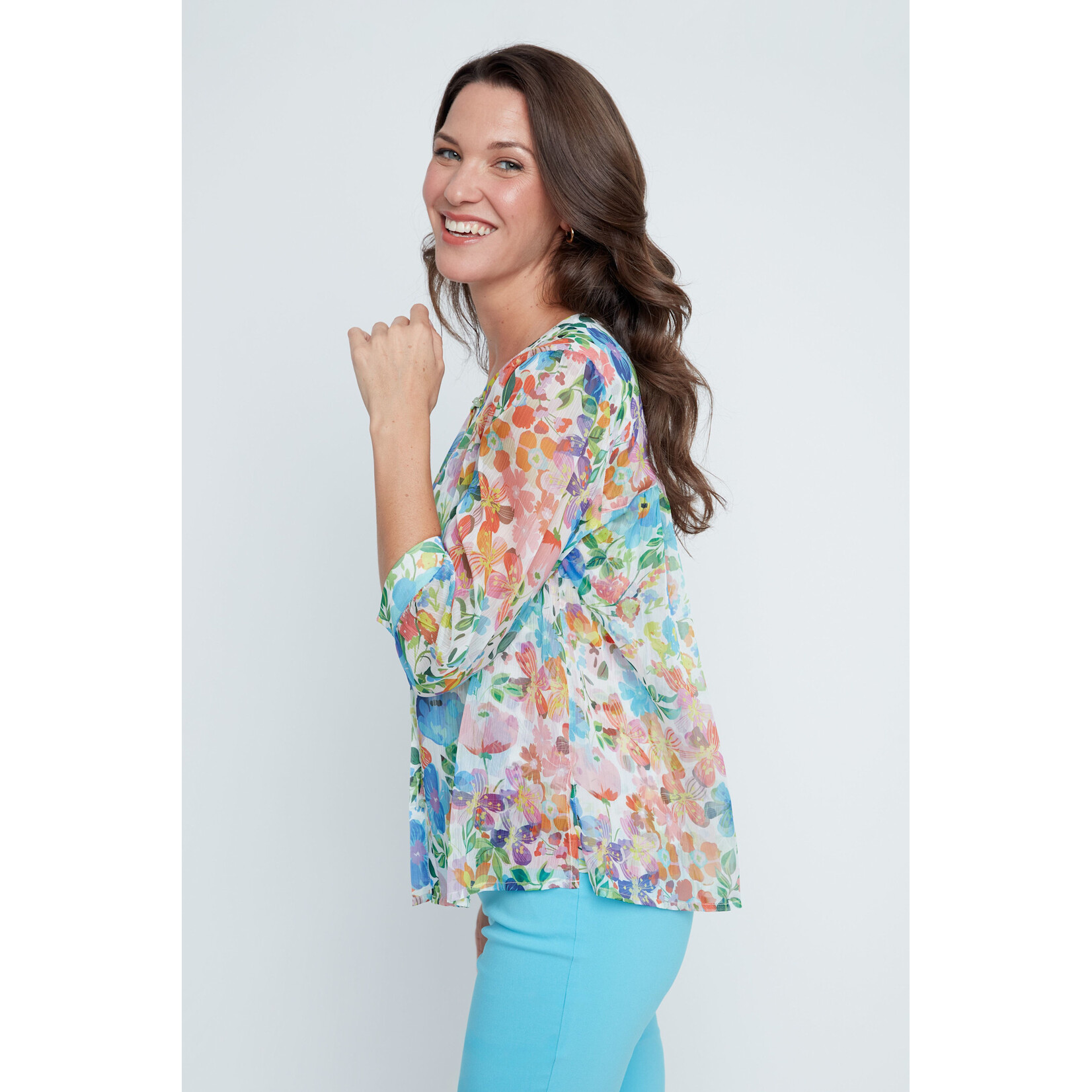 Woven Blouse in Ocean Combo