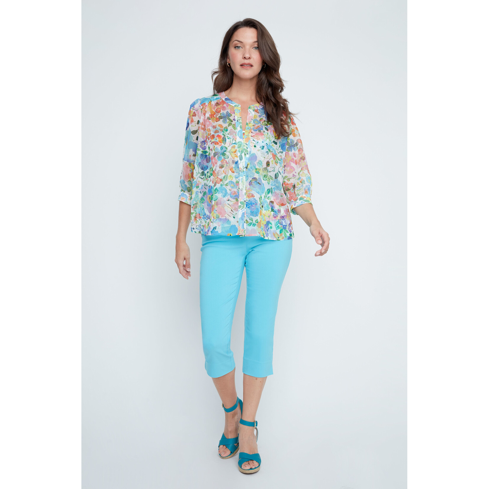 Woven Blouse in Ocean Combo