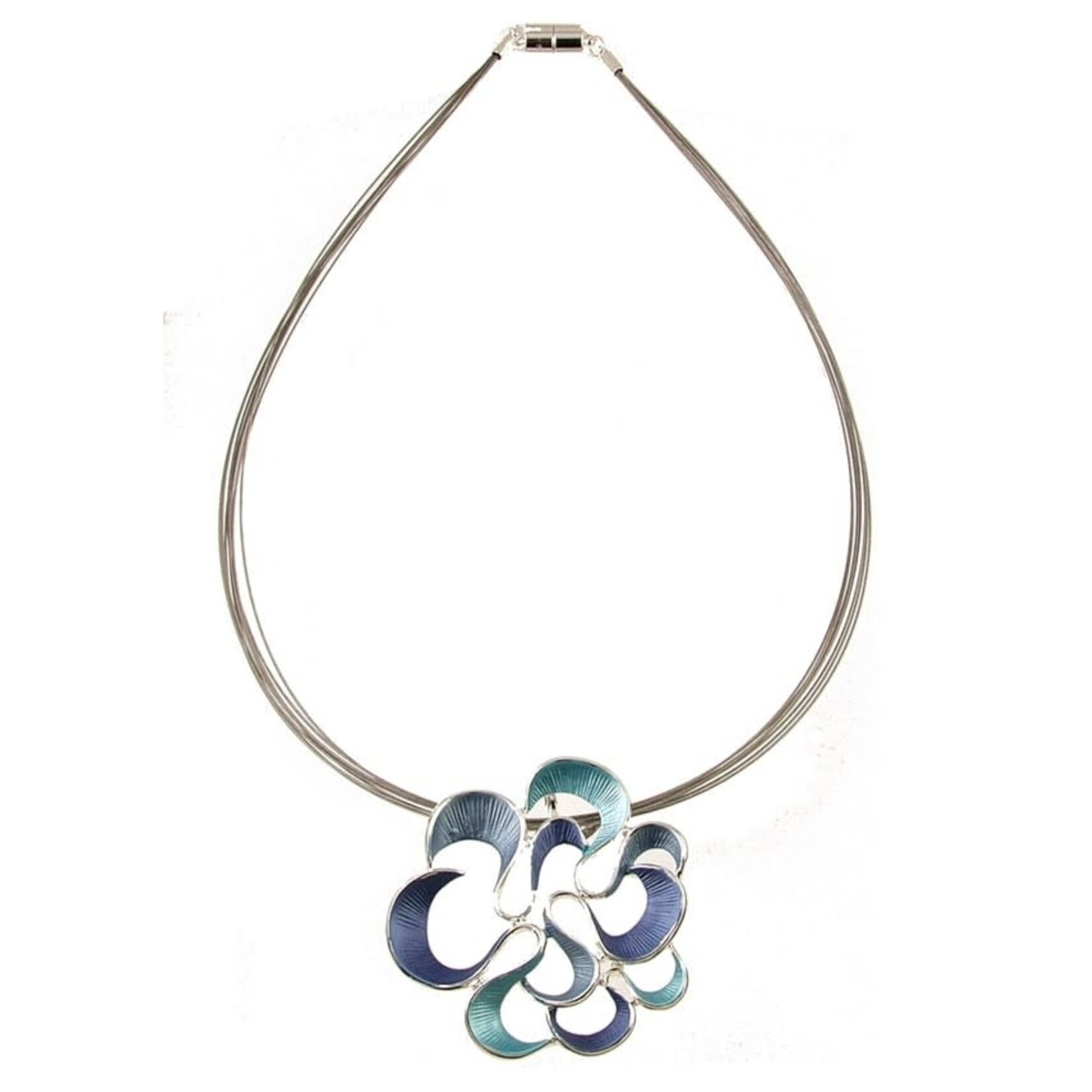 Origin Jewelry Twirling Bloom Flower Pendant in Blue Multi