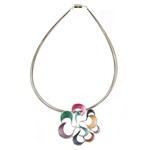 Origin Jewelry Twirling Bloom Flower Pendant in Silver/Color Multi