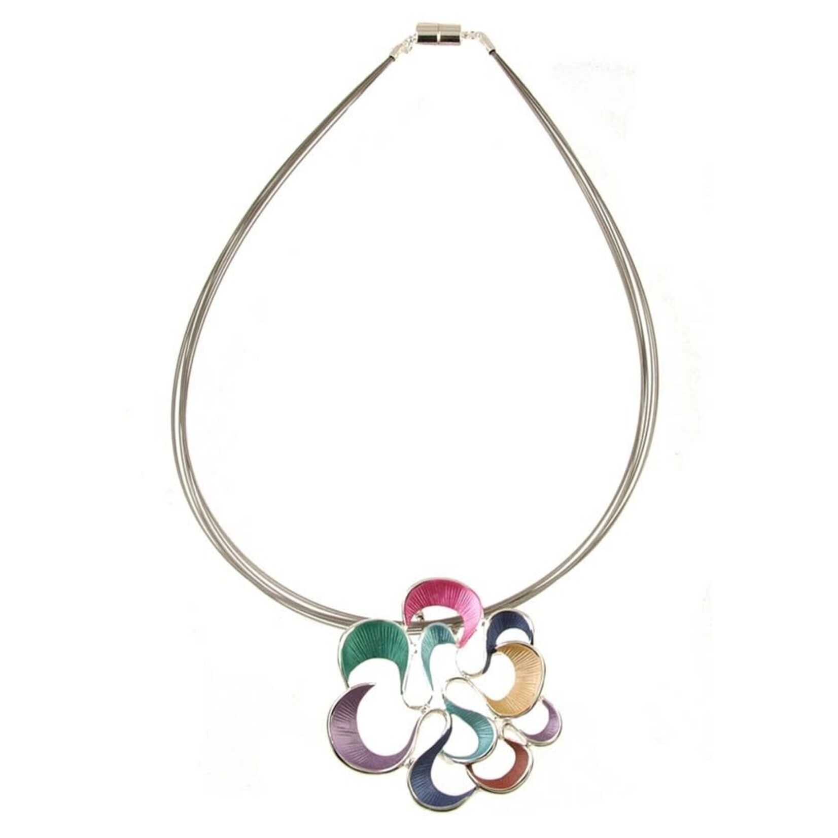 Origin Jewelry Twirling Bloom Flower Pendant in Silver/Color Multi