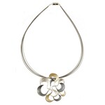 Origin Jewelry Twirling Bloom Flower Pendant in Gold/Grey/White Multi