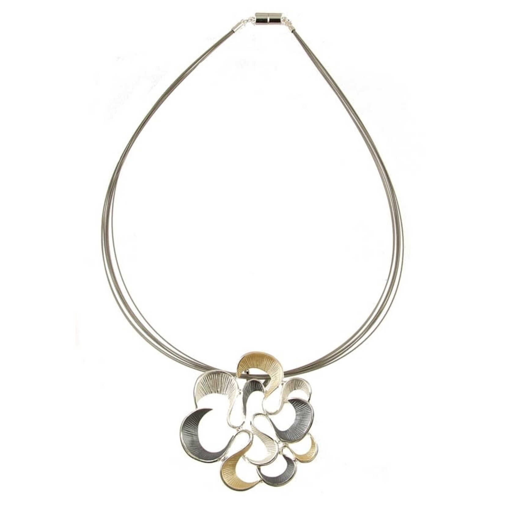 Origin Jewelry Twirling Bloom Flower Pendant in Gold/Grey/White Multi