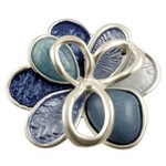 Origin Jewelry Flower Layered Crystals w/ Accent Stones Magnetic Brooch in Silver/Blue