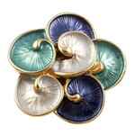 Origin Jewelry Blue Nautilus Magnetic Brooch Blues & White w/ Gold Trim
