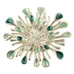 Origin Jewelry Sunburst Magnetic Brooch in Silver/Aqua
