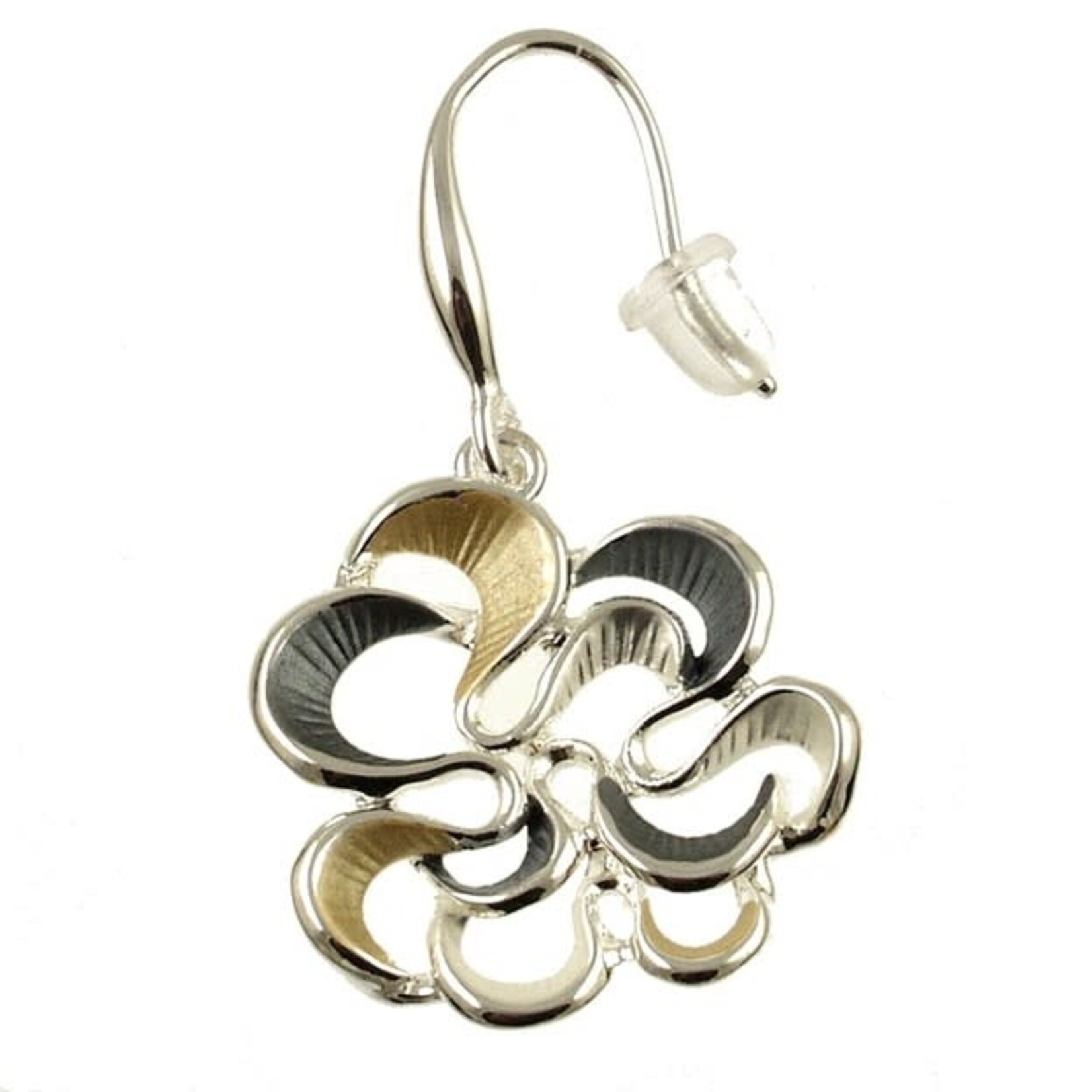 Origin Jewelry Twirling Bloom Flower Earrings in Gold/Grey/White