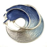 Origin Jewelry Ocean Wave Magnetic Brooch in Silver/Blue