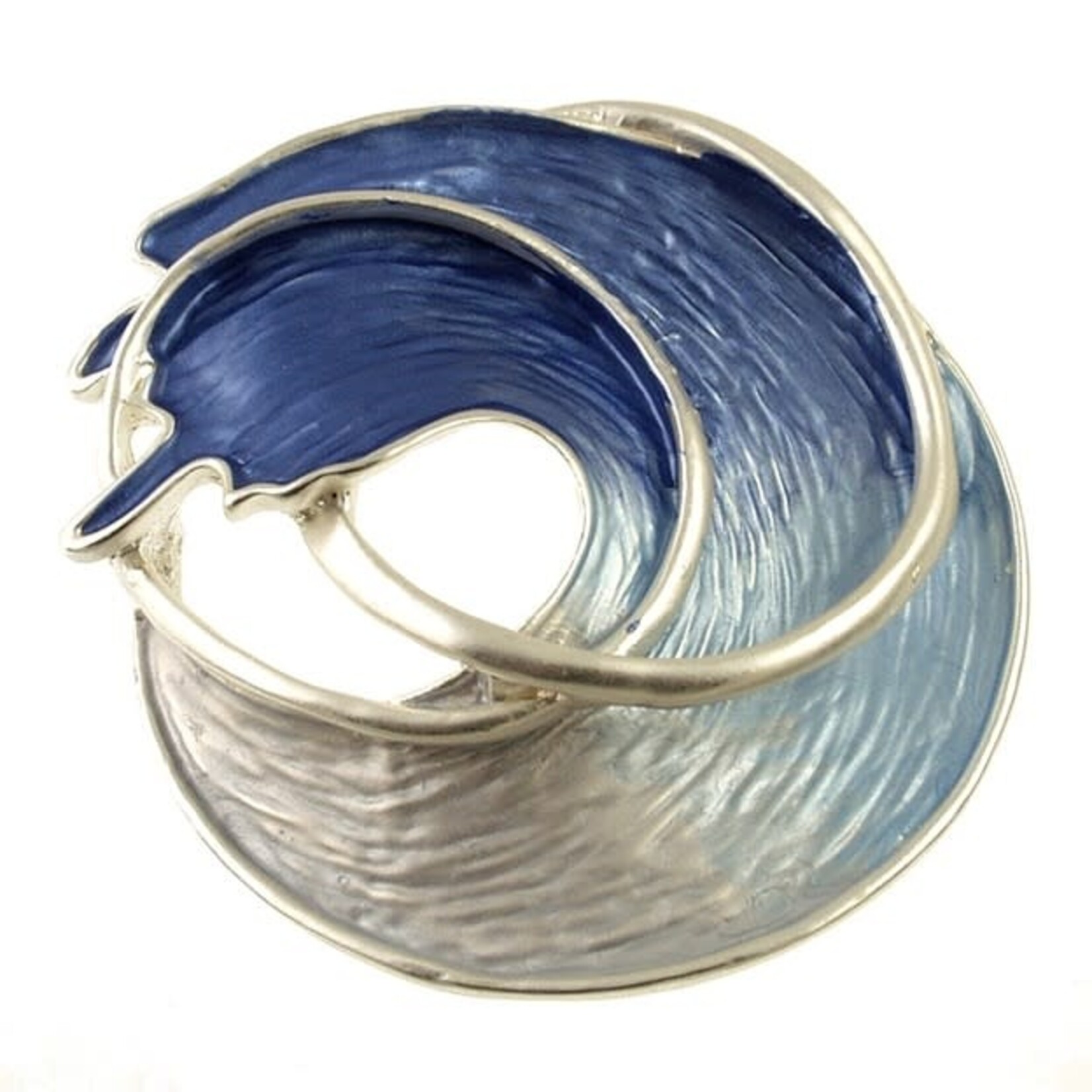 Origin Jewelry Ocean Wave Magnetic Brooch in Silver/Blue
