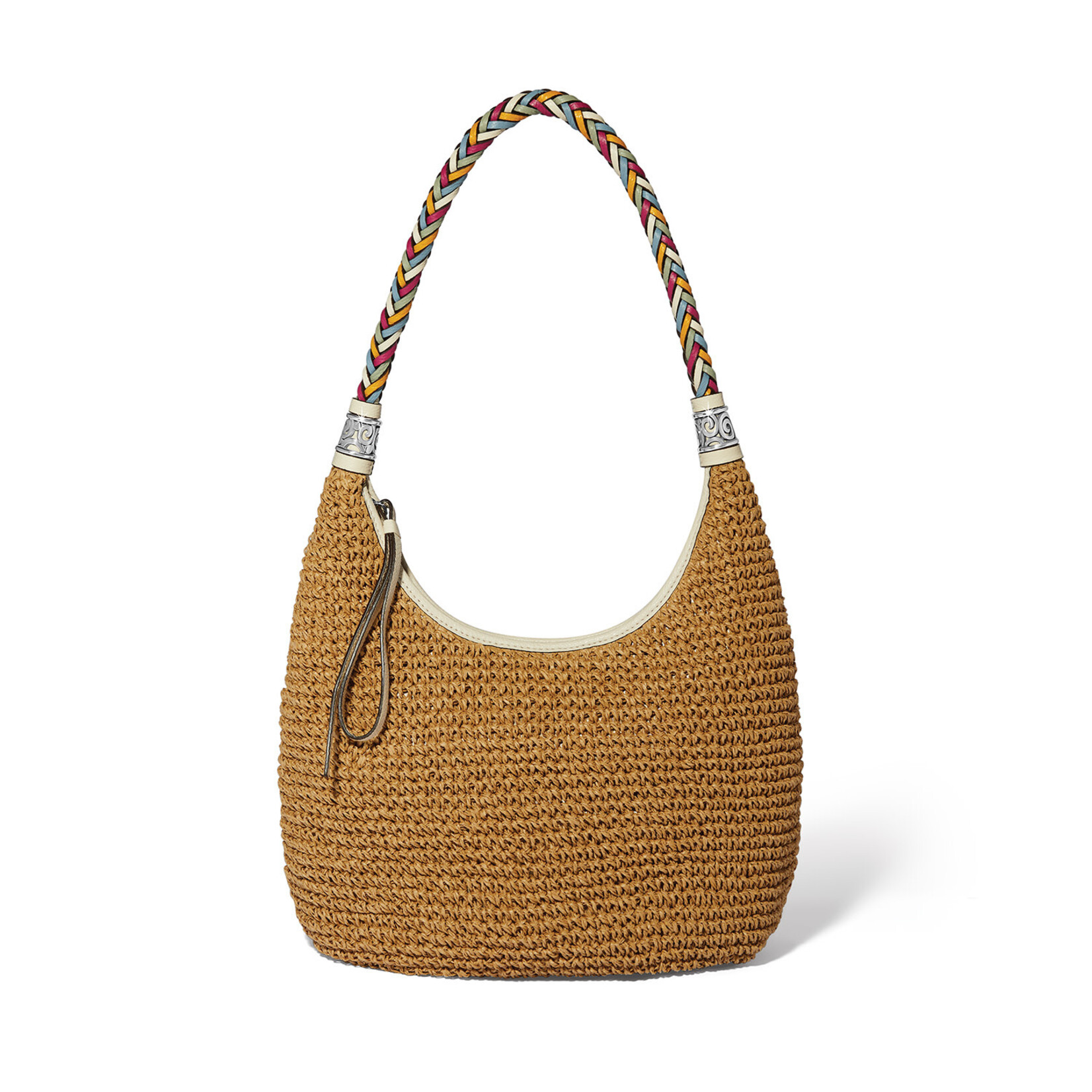 Brighton Shelby Straw Shoulder Bag in Wht/Multi