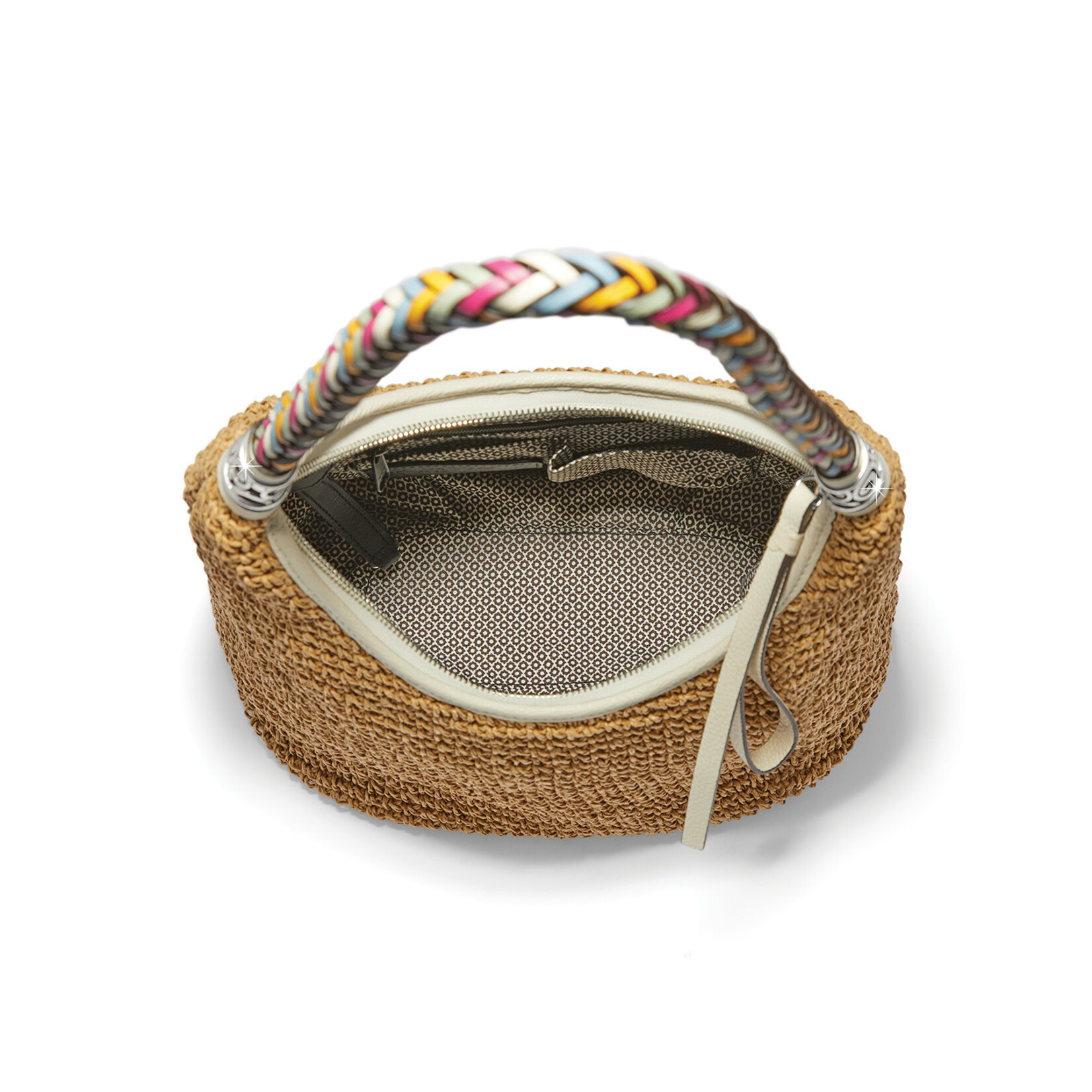 Brighton Shelby Straw Shoulder Bag in Wht/Multi
