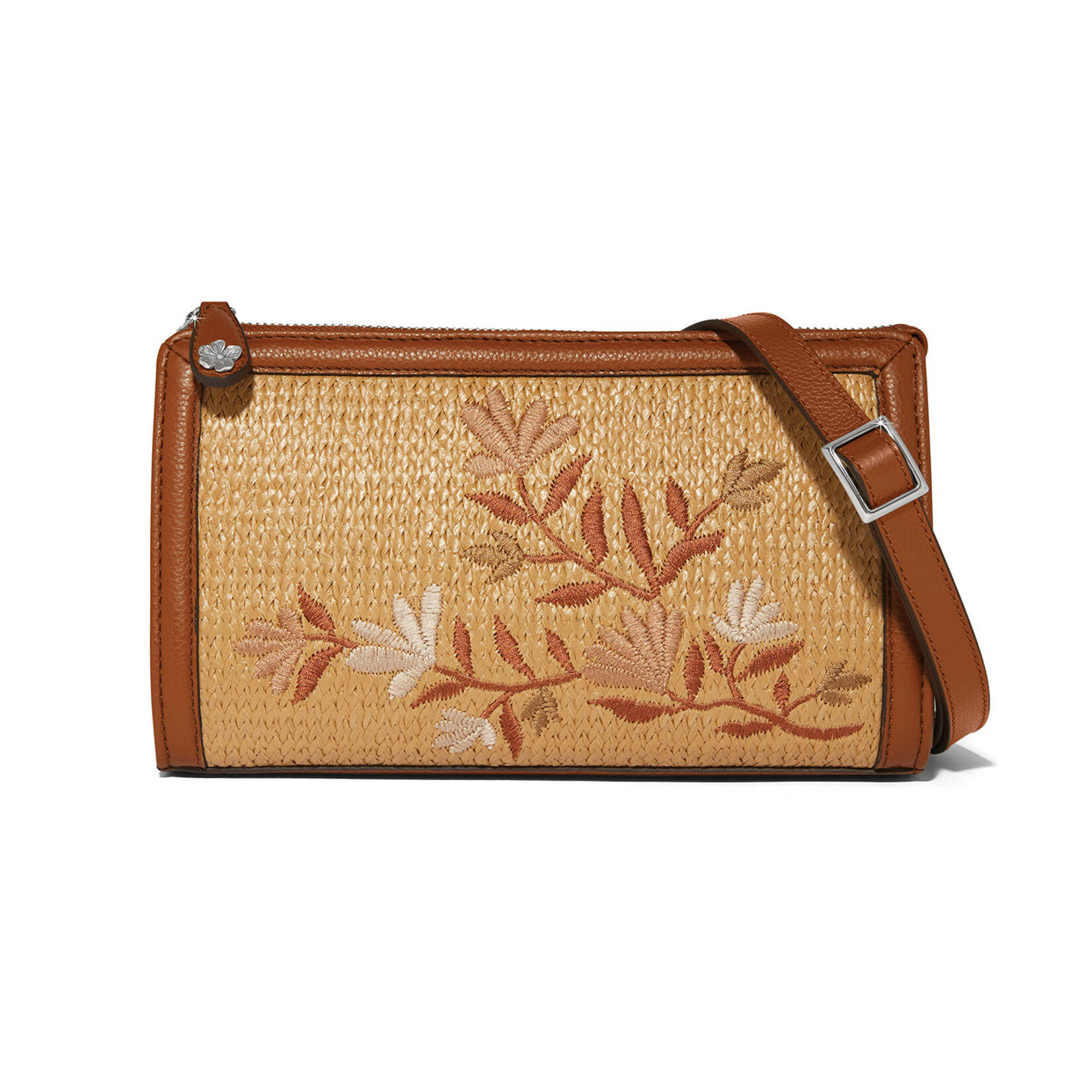 Brighton Everbloom Straw Crossbody Bag in Brown