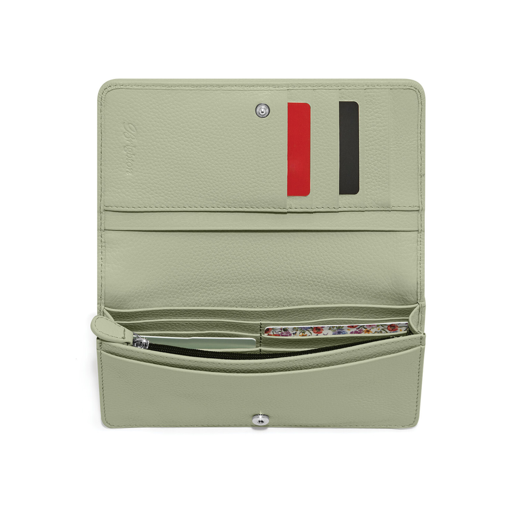 Brighton Interlok Braid Large Wallet in Sage