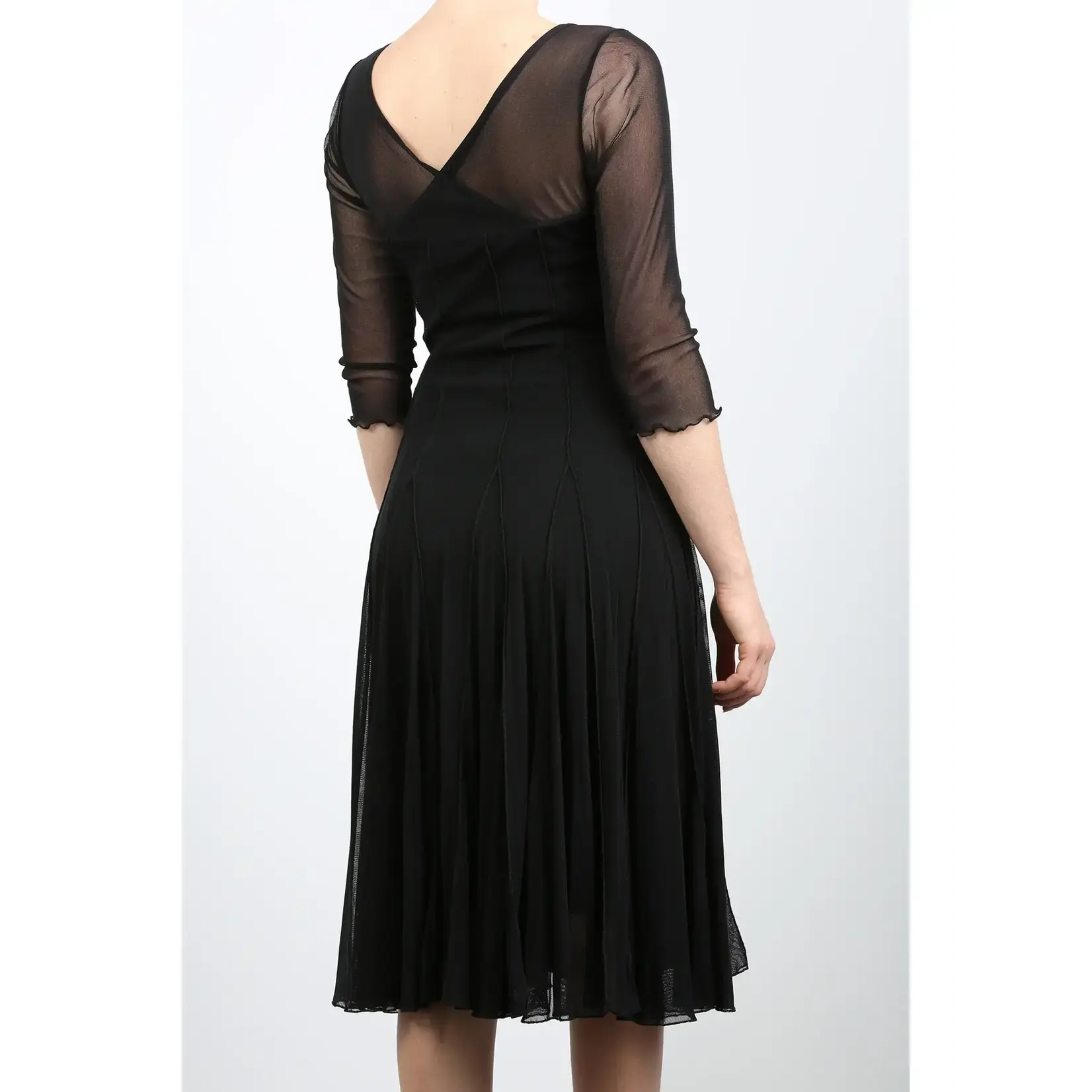 Maxima Fit&Flare 3/4 Slv Paneled Dress Black