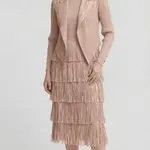 Ellyndale Pleating w/Fringe Dress in Pink One Size