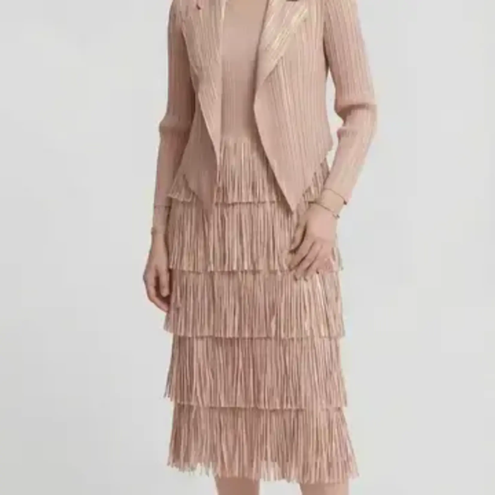 Ellyndale Pleating w/Fringe Dress in Pink One Size